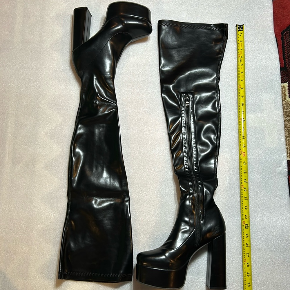 Thigh high PU platform boots new in box size 11